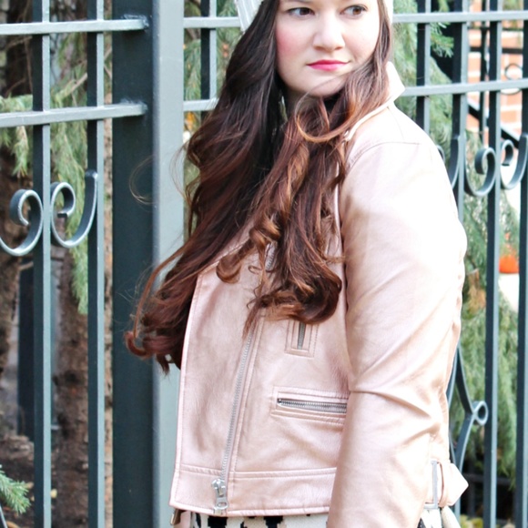 Metallic Rose Gold Moto Jacket - Picture 2 of 6